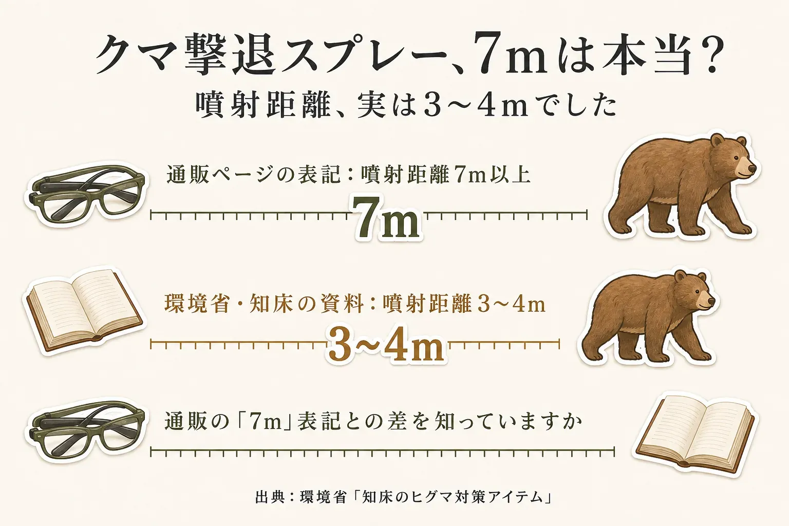 老眼鏡の度数を読む距離で確認する目安。+1.50は40〜50cm程度、+2.00は50〜60cm程度、+2.50は60cm以上を示す。出典：JINS公式「初めての老眼鏡の選び方」。見え方には個人差がある。